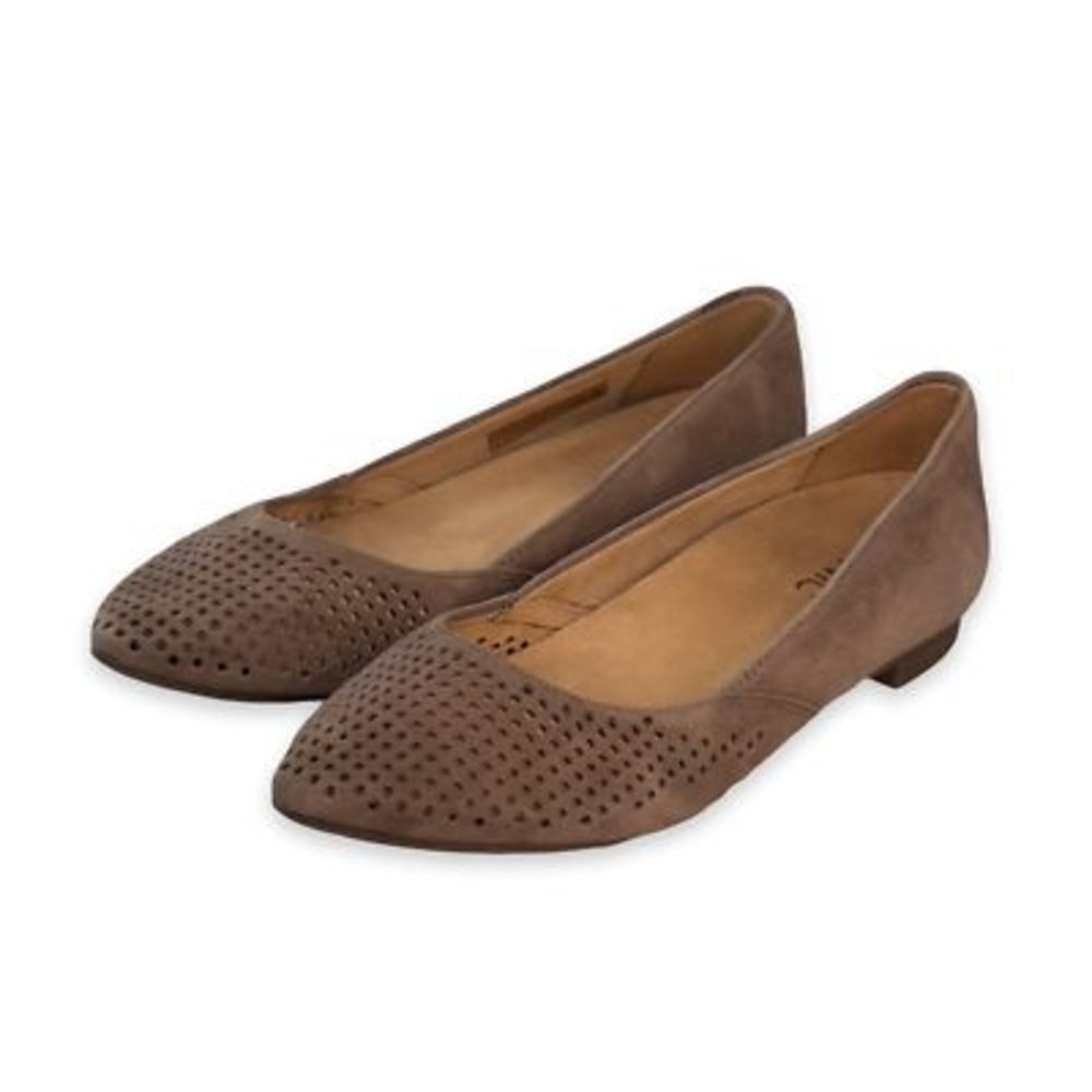 Vionic Womens 359 Posey Ballet Flat Shoes Beige Perforated Slip-On Leather sz 6